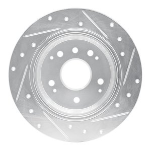 Acura TL Brake Rotor (1) - Rear Left - R1 Concepts - Drilled & Slotted - Silver - `99-`11